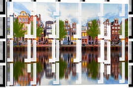 Magnettafel Schöne Kanalhäuser in Amsterdam, Holland