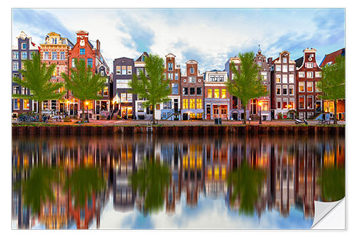 Vinilo para la pared Hermosas casas del canal en Ámsterdam, Holanda