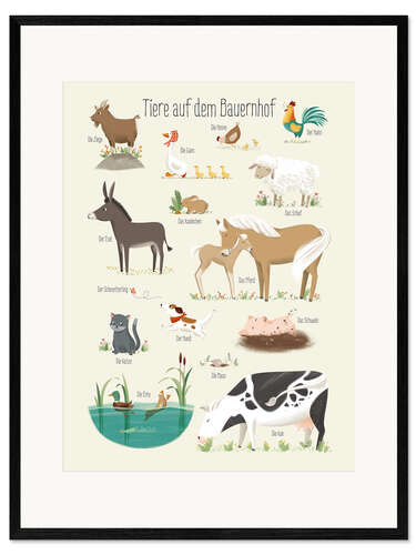 Framed art print Farm Animals (German)