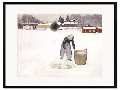 Gerahmter Kunstdruck Waschen auf dem Eis