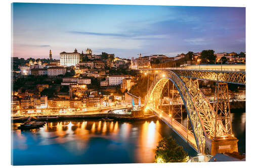 Acrylic print Ponte Dom Luís I at night, Porto