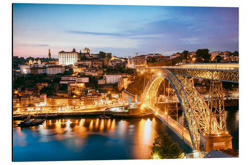 Tableau en aluminium Pont Louis Iᵉʳ la nuit, Porto