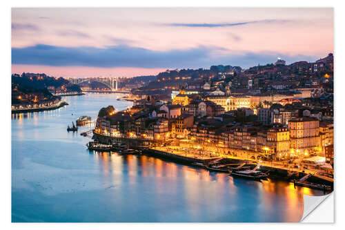 Wall sticker Ribeira district at dusk, Porto