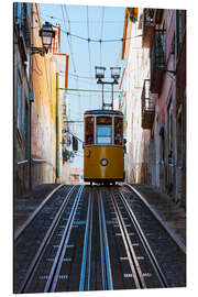 Aluminium print Yellow cable car in Lisbon