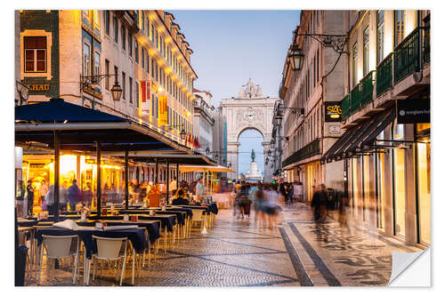 Selvklebende plakat Lisbon at night, Portugal