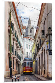 Tableau en plexi-alu Tram dans la vieille ville de Lisbonne