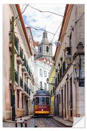 Selvklebende plakat Tram in Lisbon old town