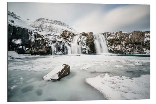 Cuadro de aluminio Cascada en invierno, Islandia