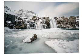 Aluminium print Waterfall in winter, Iceland