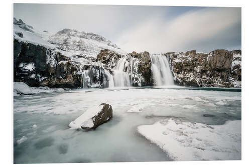 Foam board print Waterfall in winter, Iceland