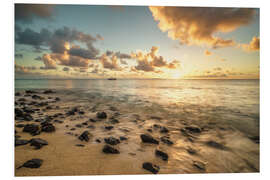 Hartschaumbild Sonnenuntergang am Strand, Mauritius