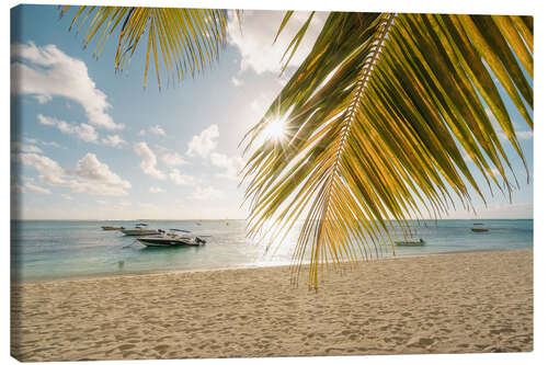 Leinwandbild Palmen am Strand, Mauritius