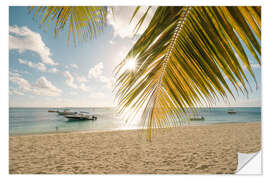 Selvklebende plakat Palm trees on the beach, Mauritius