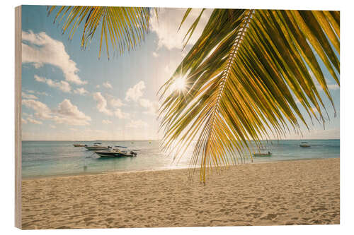 Wood print Palm trees on the beach, Mauritius