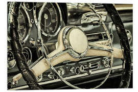 Foam board print Interior of a classic German sports car