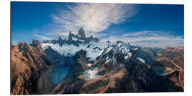 Stampa su alluminio Fitz Roy con Laguna de los Tres, Laguna Sucia e Laguna Capri