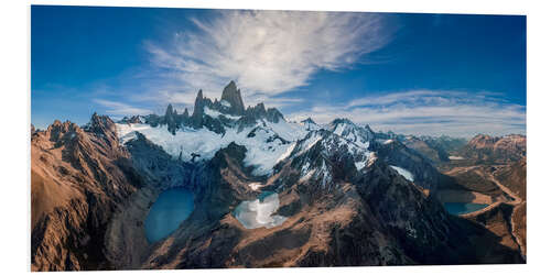 Foam board print Fitz Roy with Laguna de los Tres, Laguna Sucia and Laguna Capri