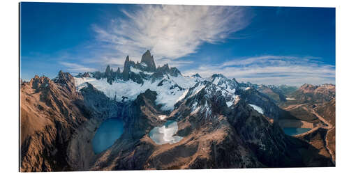 Stampa su plexi-alluminio Fitz Roy con Laguna de los Tres, Laguna Sucia e Laguna Capri