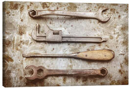 Canvas print Old wrench and screwdriver