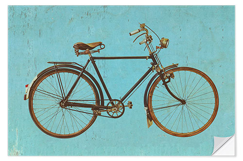 Selvklebende plakat Vintage bike on blue background