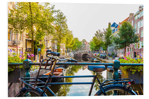 PVC-tavla Bicycle on a canal in Amsterdam