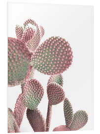 Print på skumplade Pink Cactus on White