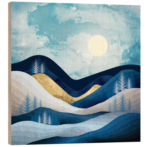 Wood print Moonlit Hills