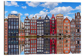 Tableau en aluminium Les maisons se reflétant sur le canal, Amsterdam