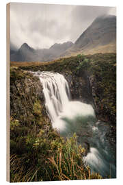 Cuadro de madera Cascada y montañas Escocia