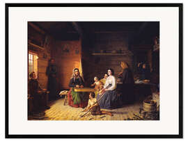 Plakat artystyczny premium w ramie Kreeta Haapasalo Playing the Kantele in a Peasant Cottage