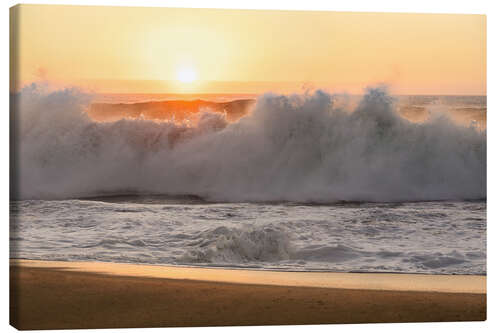 Canvas print Waves at sunset