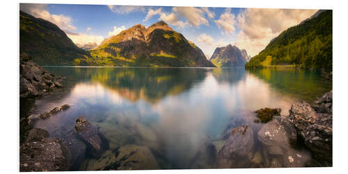 Foam board print Over the fjord in Norway