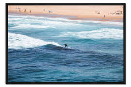 Gerahmter Kunstdruck Surfer im Ozean, Portugal