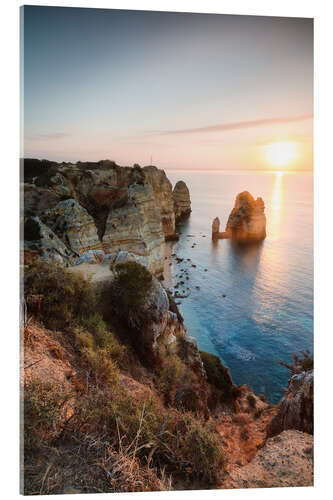 Acrylglasbild Sonnenuntergang über Algarve, Portugal