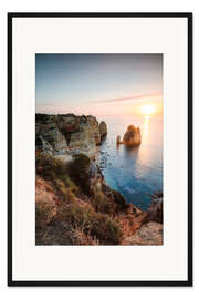 Gerahmter Kunstdruck Sonnenuntergang über Algarve, Portugal