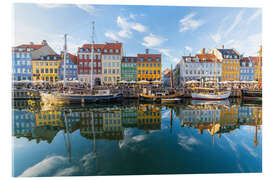 Acrylglasbild Reflexionen entlang des Nyhavn in Kopenhagen