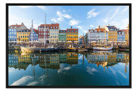 Gerahmter Kunstdruck Reflexionen entlang des Nyhavn in Kopenhagen