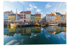 Foam board print Reflections along the Nyhavn in Copenhagen