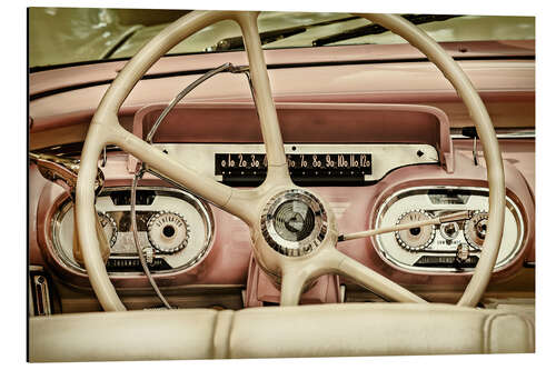 Aluminium print Pink classic car