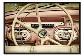 Gerahmter Kunstdruck Rosa Oldtimer