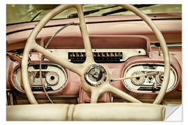 Selvklebende plakat Pink classic car