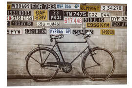 Foam board print Old bike in front of an old factory door