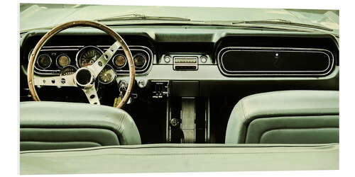 PVC-taulu Dashboard of a green classic car