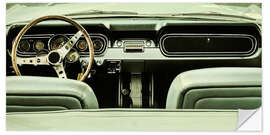 Selvklebende plakat Dashboard of a green classic car