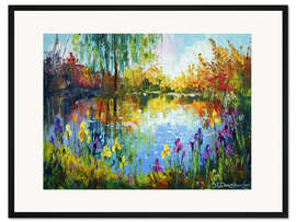 Gerahmter Kunstdruck Iris am Teich