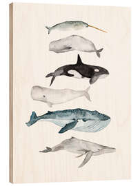 Wood print Sea Life   Whales