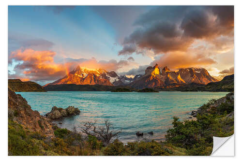 Sticker mural Sommets de Torres del Paine, Patagonie, Chili