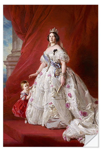 Vinilo para la pared Isabel II con su hija Isabel, princesa de Asturias.