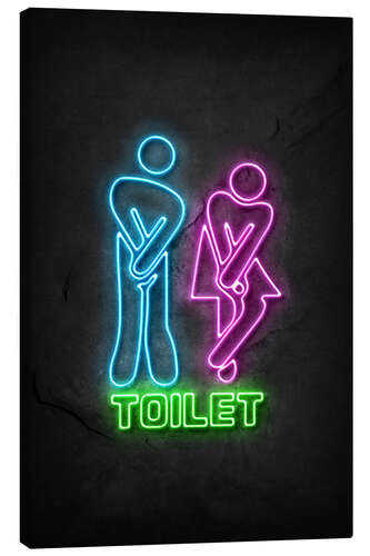 Leinwandbild Toilette Neon