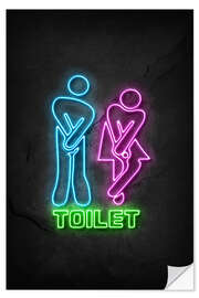 Naklejka na ścianę Toilet neon